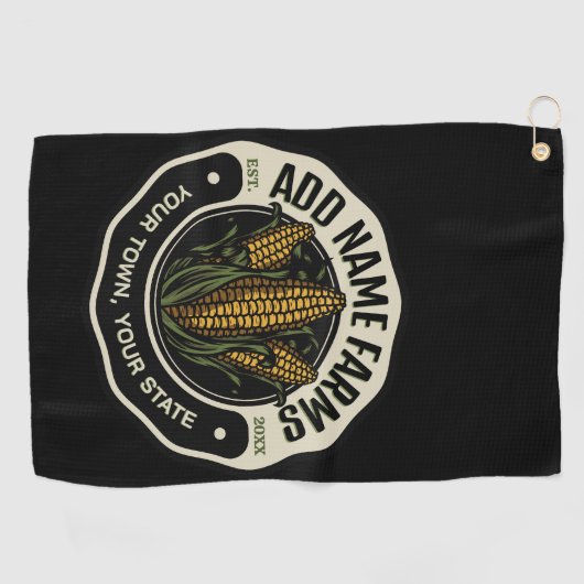 名前パーソナライズされたスウィートコーンガーデンファーム農家 ゴルフタオル (横)