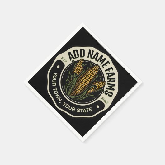 名前パーソナライズされたスウィートコーンガーデンファーム農家 スタンダードカクテルナプキン (角)