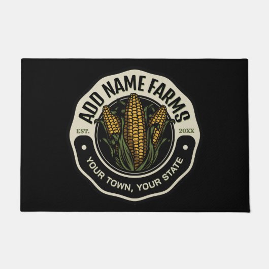 名前パーソナライズされたスウィートコーンガーデンファーム農家 ドアマット (正面)