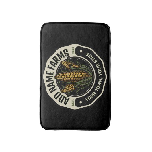 名前パーソナライズされたスウィートコーンガーデンファーム農家 バスマット (正面縦)