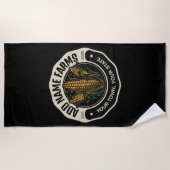 名前パーソナライズされたスウィートコーンガーデンファーム農家 ビーチタオル (正面)