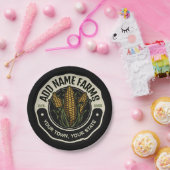 名前パーソナライズされたスウィートコーンガーデンファーム農家 ペーパープレート (パーティー)