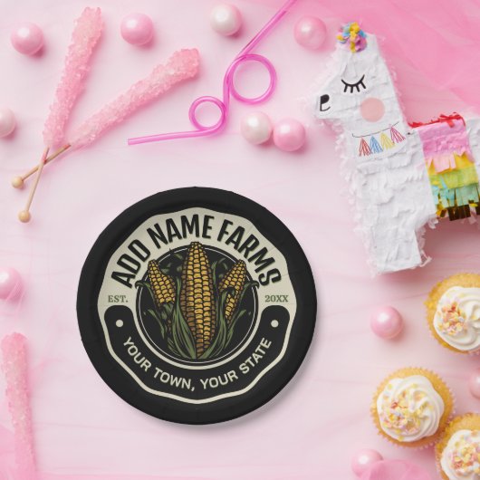 名前パーソナライズされたスウィートコーンガーデンファーム農家 ペーパープレート (パーティー)