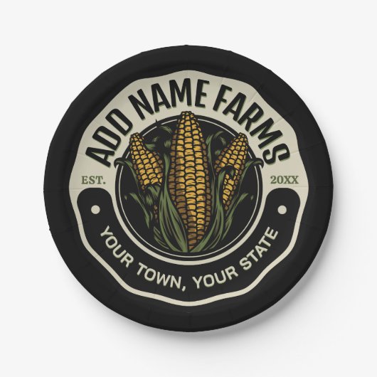 名前パーソナライズされたスウィートコーンガーデンファーム農家 ペーパープレート (正面)