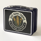 名前パーソナライズされたスウィートコーンガーデンファーム農家 メタルランチボックス (裏面)