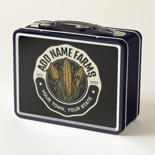 名前パーソナライズされたスウィートコーンガーデンファーム農家 メタルランチボックス (裏面)