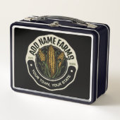 名前パーソナライズされたスウィートコーンガーデンファーム農家 メタルランチボックス (正面)