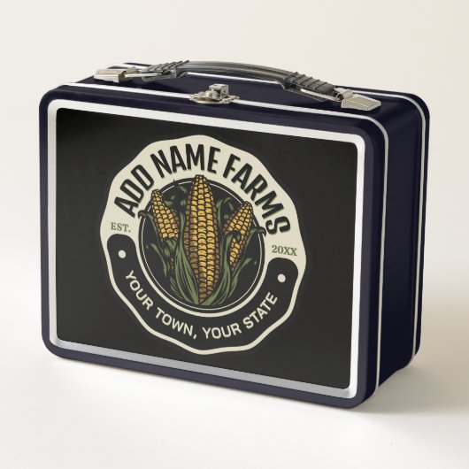 名前パーソナライズされたスウィートコーンガーデンファーム農家 メタルランチボックス (正面)