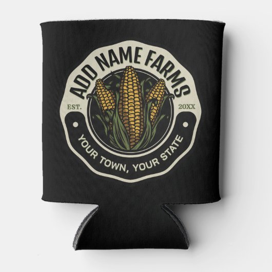 名前パーソナライズされたスウィートコーンガーデンファーム農家 缶クーラー (正面)