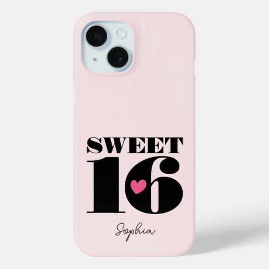 名前パーソナライズされたスウィート16誕生日レトロピンク Case-Mate iPhoneケース (裏面)