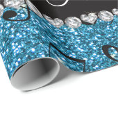 名前パーソナライズされたスカイブルーグリッターミュージックノート ラッピングペーパー (ロールコーナー)