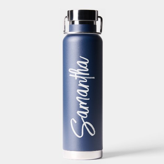 名前パーソナライズされたスクリプトタイポグラフィシンプル ウォーターボトル (背面)