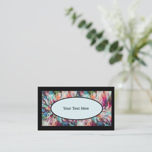 名前パーソナライズされたステンドグラス抽象芸術 名刺 (スタンド正面)