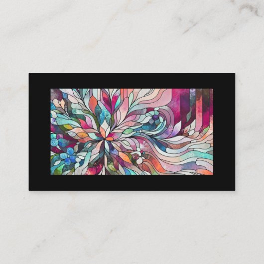名前パーソナライズされたステンドグラス抽象芸術 名刺 (裏面)