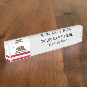 名前パーソナライズされたタイトルCalifornia Republicフラグ デスクネームプレート (側面)