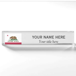 名前パーソナライズされたタイトルCalifornia Republicフラグ デスクネームプレート