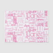 名前パーソナライズされたタイポグラフィピンクワードクラウド 薄葉紙 (正面)