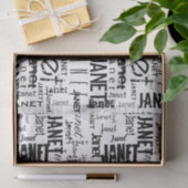 名前パーソナライズされたタイポグラフィブラックワードクラウド 薄葉紙 (ギフト)