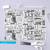 名前パーソナライズされたタイポグラフィブラックワードクラウド 薄葉紙 (クラフト)