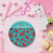 名前パーソナライズされたターコイズアカガニ ペーパープレート (パーティー)