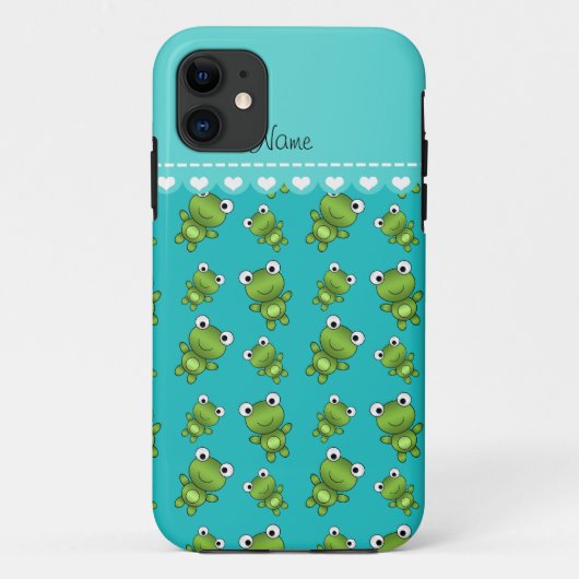 名前パーソナライズされたターコイズカエル Case-Mate iPhoneケース (裏面)