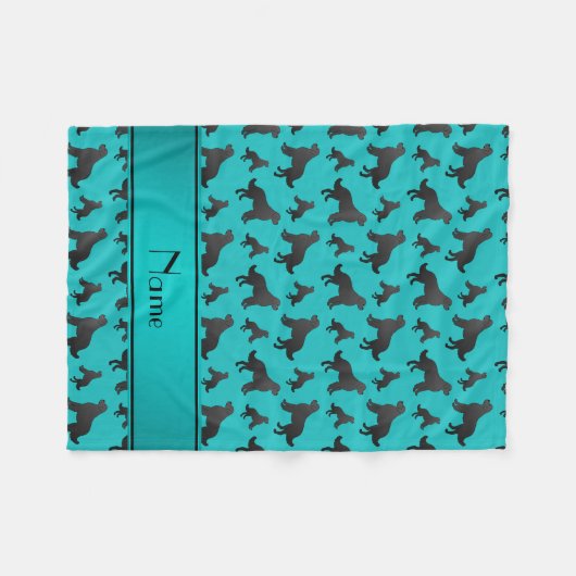 名前パーソナライズされたターコイズニューファンドランド犬 フリースブランケット (正面(横))