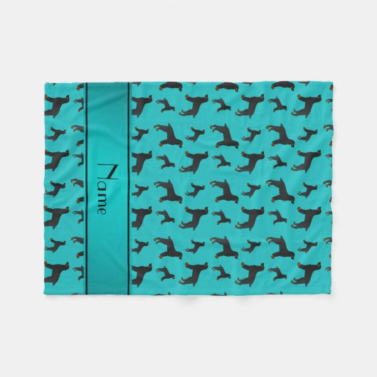 名前パーソナライズされたターコイズフィールドスパニエル犬犬 フリースブランケット (正面(横))