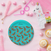 名前パーソナライズされたターコイズ型 ペーパープレート (パーティー)