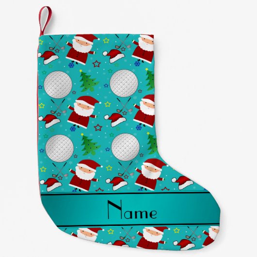 名前パーソナライズされたターコイズ スモールクリスマスストッキング (正面)