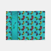 名前パーソナライズされたターコイズatvパターン フリースブランケット (正面(横))