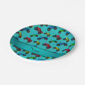 名前パーソナライズされたターコイズatvパターン ペーパープレート (アングル)