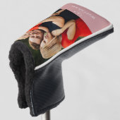 名前パーソナライズされたダスティバラピンク写真 ゴルフヘッドカバー (3/4 正面)