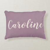 名前パーソナライズされたダスティパープルミニマリストスクリプト アクセントクッション (正面)