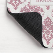 名前パーソナライズされたダスティピンクヴィンテージダマスクパター マウスパッド (コーナー)