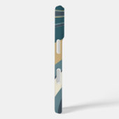 名前パーソナライズされたティール(緑がかった色)ベージュレトロ抽象芸術曲線 Case-Mate iPhoneケース (裏面 / 右)