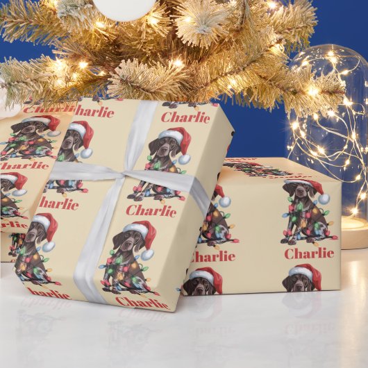 名前パーソナライズされたドイツ語ポインタクリスマス ラッピングペーパー (クリスマス)