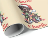 名前パーソナライズされたドイツ語ポインタクリスマス ラッピングペーパー (ロールコーナー)