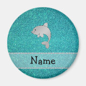 名前パーソナライズされたドルフィンターコイズグリッター マグネット (正面)