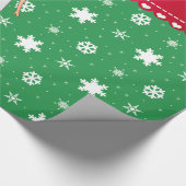 名前パーソナライズされたナースグリーンクリスマススノーフレーク ラッピングペーパー (角)