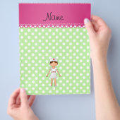 名前パーソナライズされたナース緑水玉模様 チラシ (手)