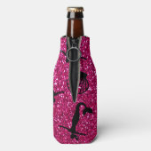 名前パーソナライズされたネオンホットピンクグリッター人魚 ボトルクーラー (ボトル裏面)