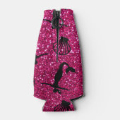 名前パーソナライズされたネオンホットピンクグリッター人魚 ボトルクーラー (裏面)