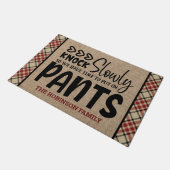 名前パーソナライズされたノックゆっくりとズボンに付けおもしろい ドアマット (アングル)