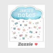 名前パーソナライズされたノートRain Cloud シール (シート)