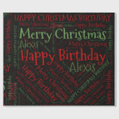 名前パーソナライズされたハッピークリスマス誕生日おもしろい ラッピングペーパー (フラット)