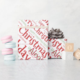 名前パーソナライズされたハッピークリスマス誕生日おもしろい ラッピングペーパー