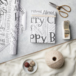 名前パーソナライズされたハッピークリスマス誕生日おもしろいW ラッピングペーパー