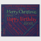 名前パーソナライズされたハッピークリスマス誕生日おもしろいW ラッピングペーパー (フラット)