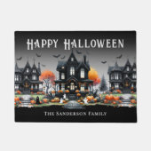 名前パーソナライズされたハッピーハローウィン ドアマット (正面)