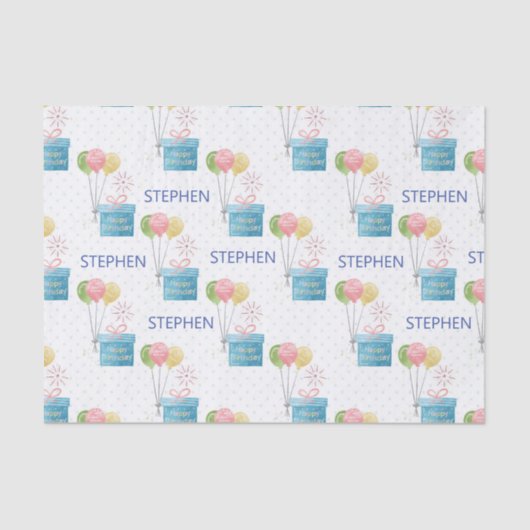名前パーソナライズされたハッピーバースデーモノグラム 薄葉紙 (正面)